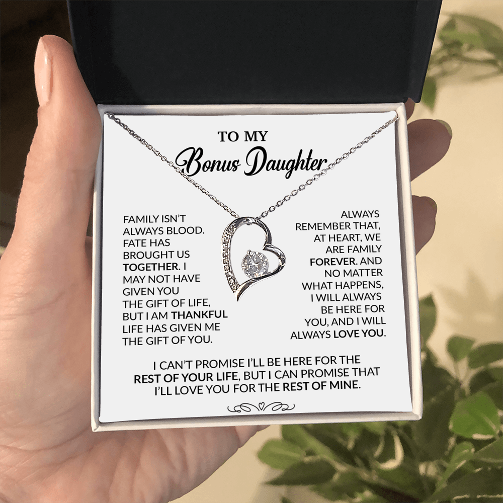 To My Bonus Daughter Necklace, Gift for Bonus Daughter, Step Daughter Birthday 30_9_White