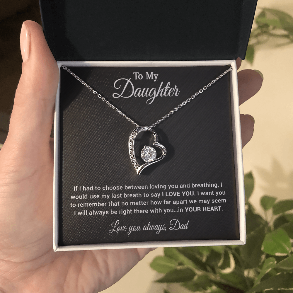 To My Daughter Necklace, Daughter Father Necklace, Daughter Gift from Dad 30_4_Black