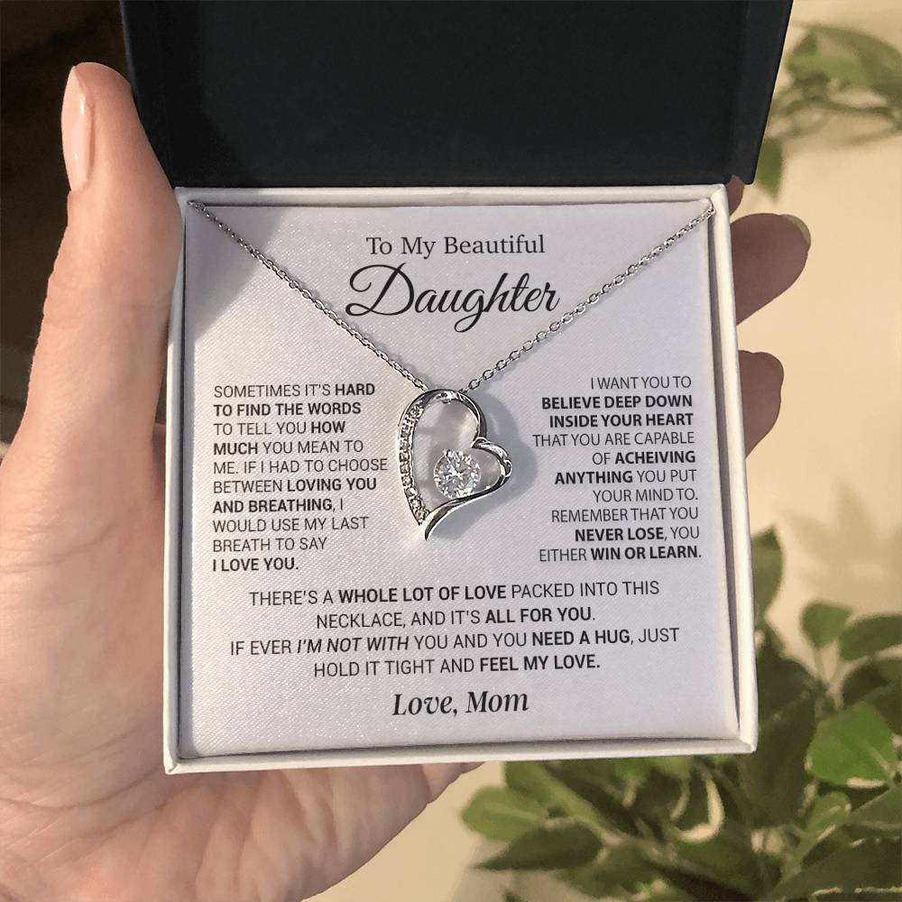 To My Daughter Necklace, Daughter Mother Necklace, Daughter Gift From Mom 5_12_White