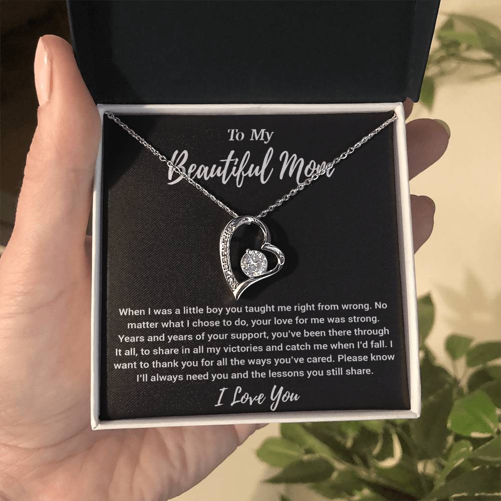 To My Beautiful Mom Necklace Mom Birthday Gift Mother's Day Gift Necklace For Mom From Son_Black
