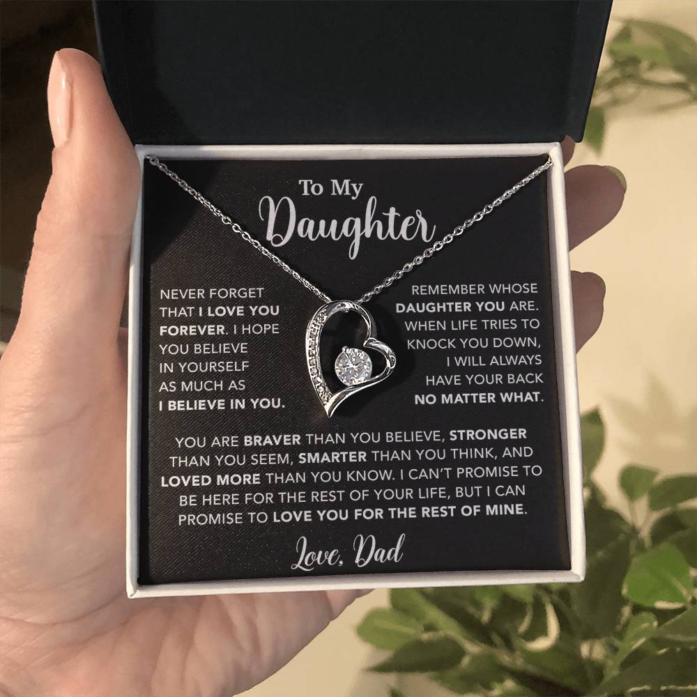 To My Daughter Necklace, Gift for Daughter from Dad, Father Daughter Necklace 7_4_Black