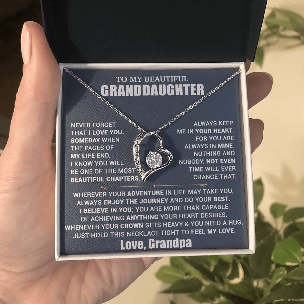 To My Granddaughter Necklace, Granddaughter Gift from Grandpa, Christmas Gift 10_10_Blue