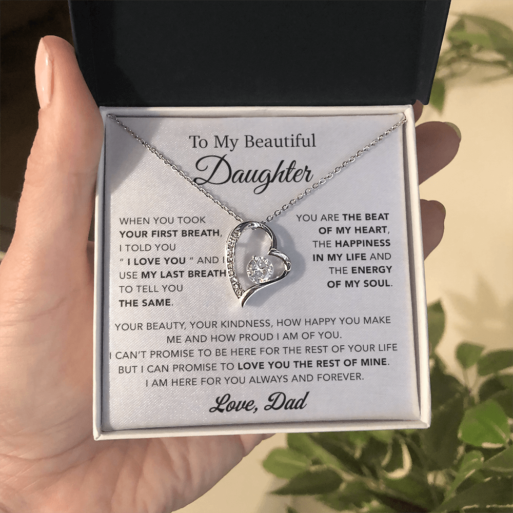 To My Daughter Necklace, Gift for Daughter from Dad, Father Daughter Necklace 10_4_White