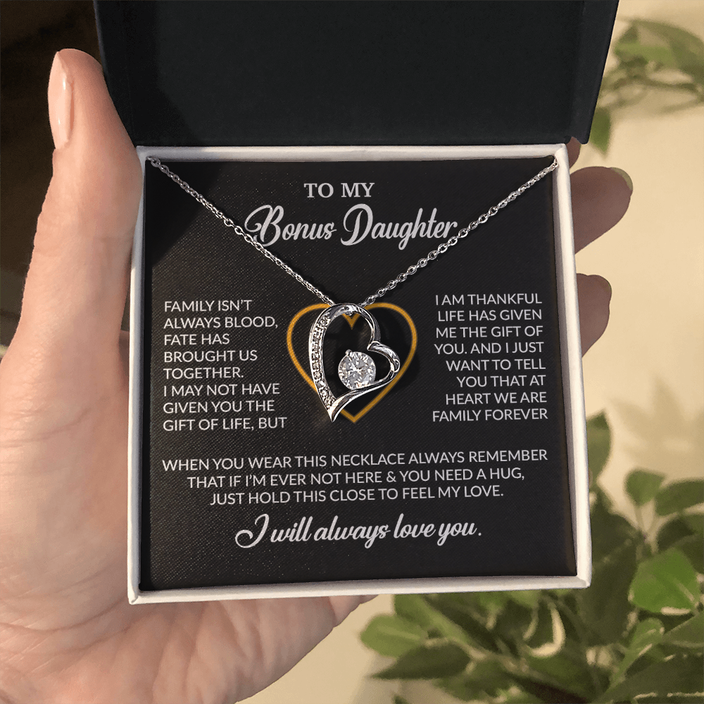 To My Bonus Daughter Necklace, Gift for Bonus Daughter, Step Daughter Birthday 24_12_Black