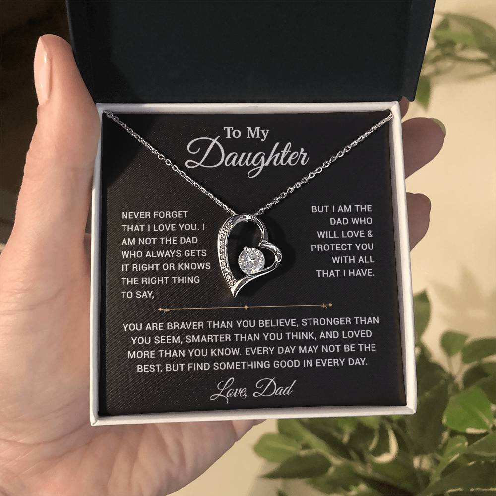 To My Daughter Necklace, Gift for Daughter from Dad, Father Daughter Necklace 25_3_Black