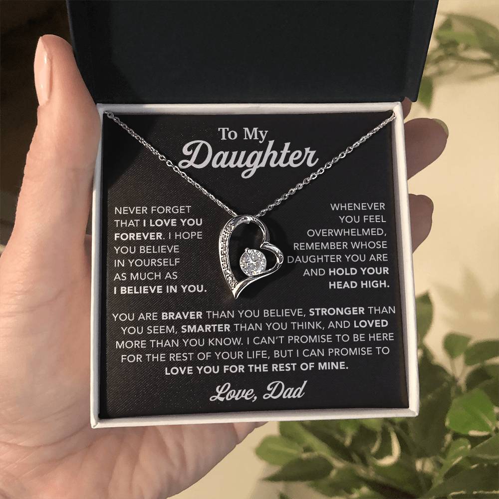 To My Daughter Necklace, Gift for Daughter from Dad, Father Daughter Necklace 26_10_Black