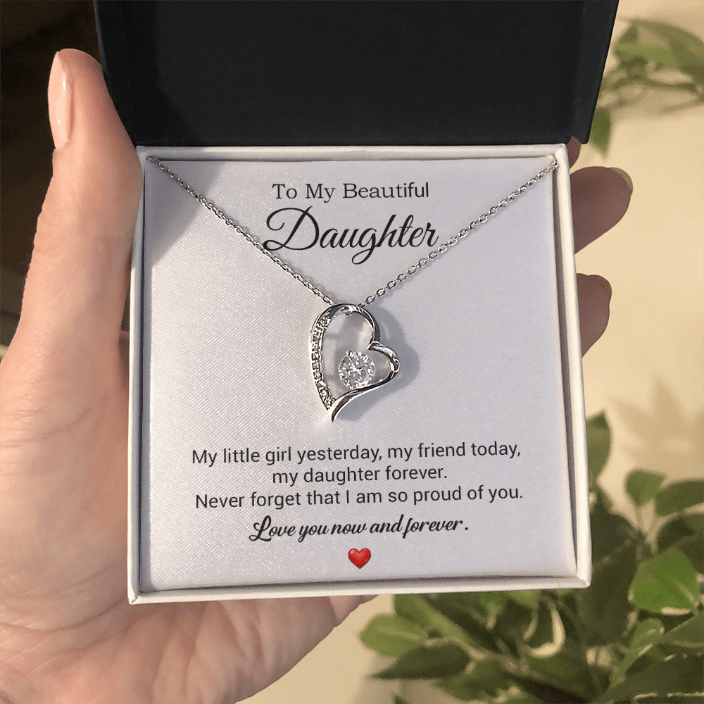 To My Daughter Necklace, Gift For Daughter From Dad, Daughter Father Necklace 10_7_White