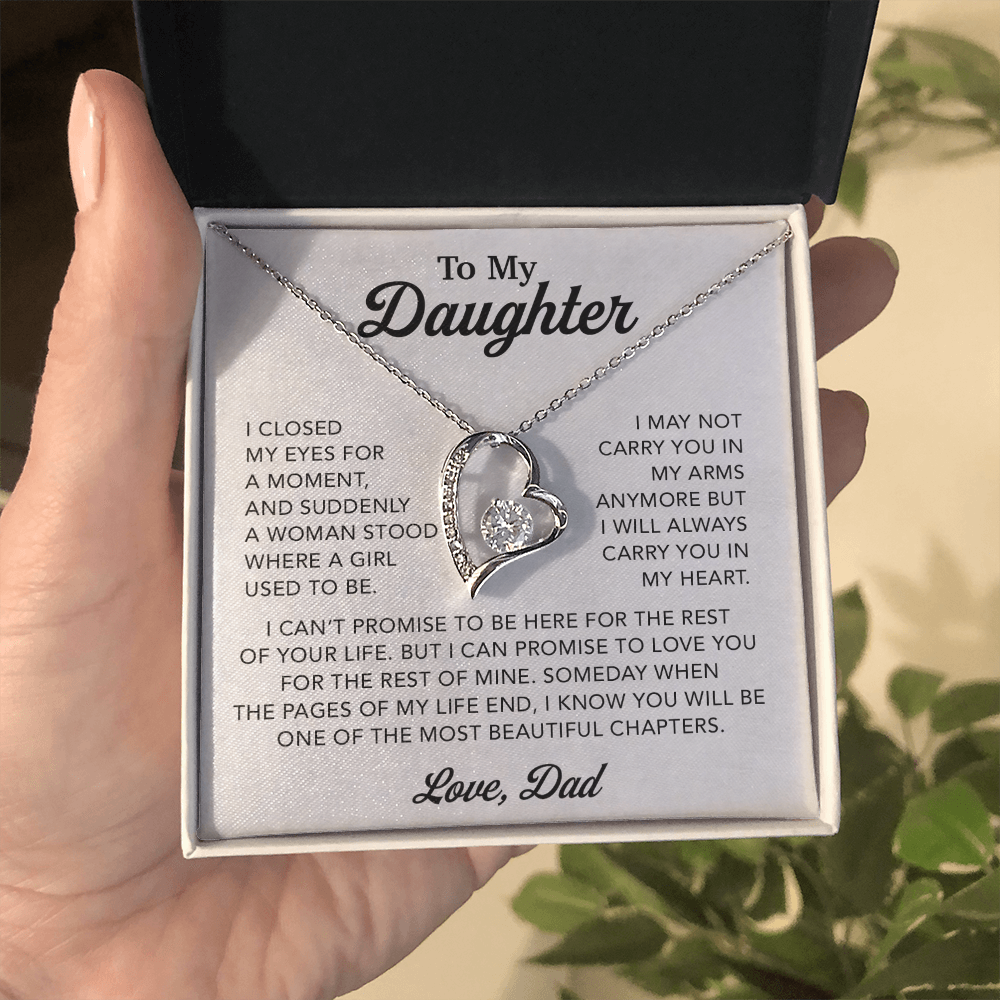 To My Daughter Necklace, Gift for Daughter from Dad, Father Daughter Necklace 28_3_White
