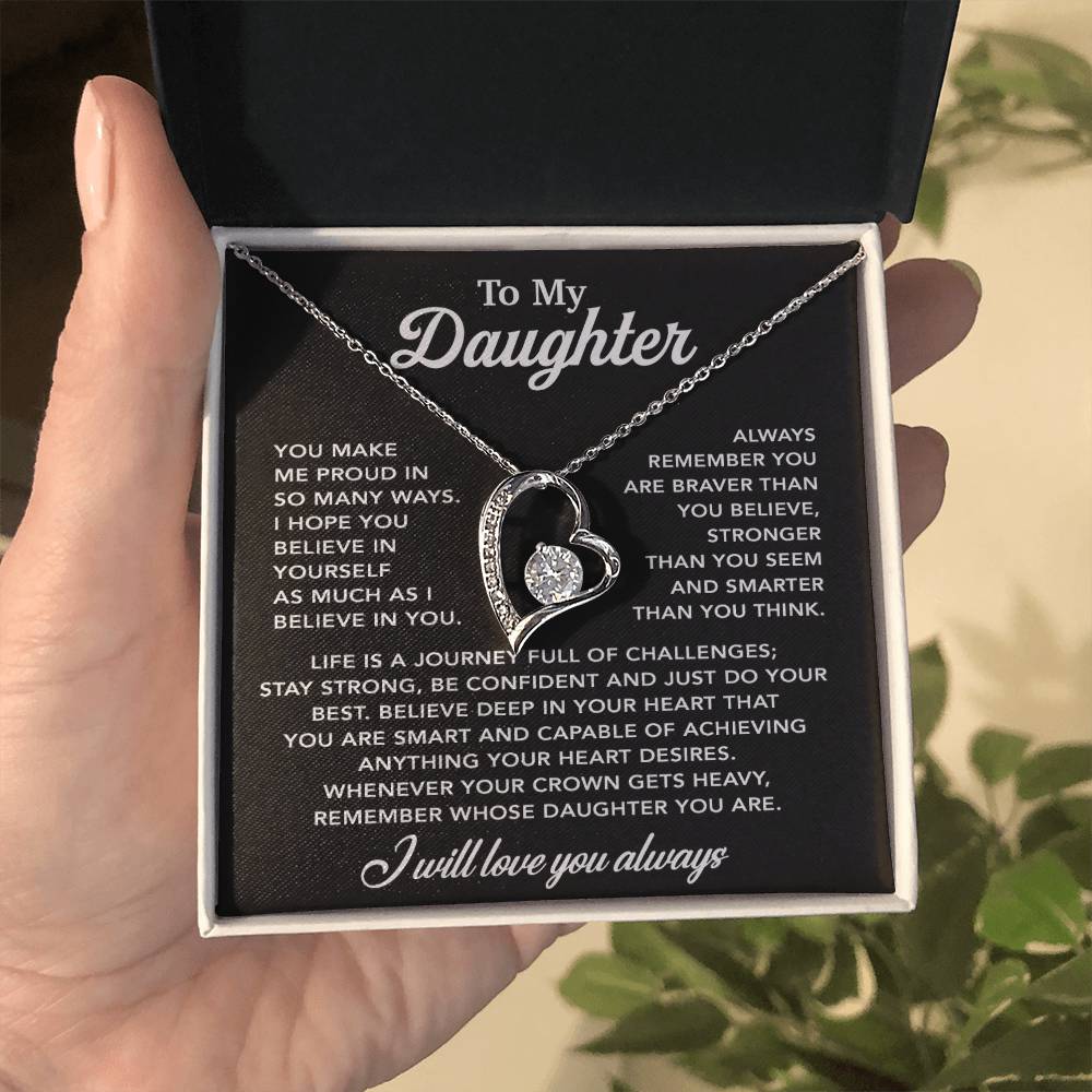 To My Daughter Necklace, Gift for Daughter from Dad, Father Daughter Necklace 24_3_Black