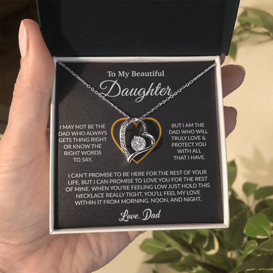 To My Daughter Necklace, Gift for Daughter from Dad, Father Daughter Necklace 13_6_Black