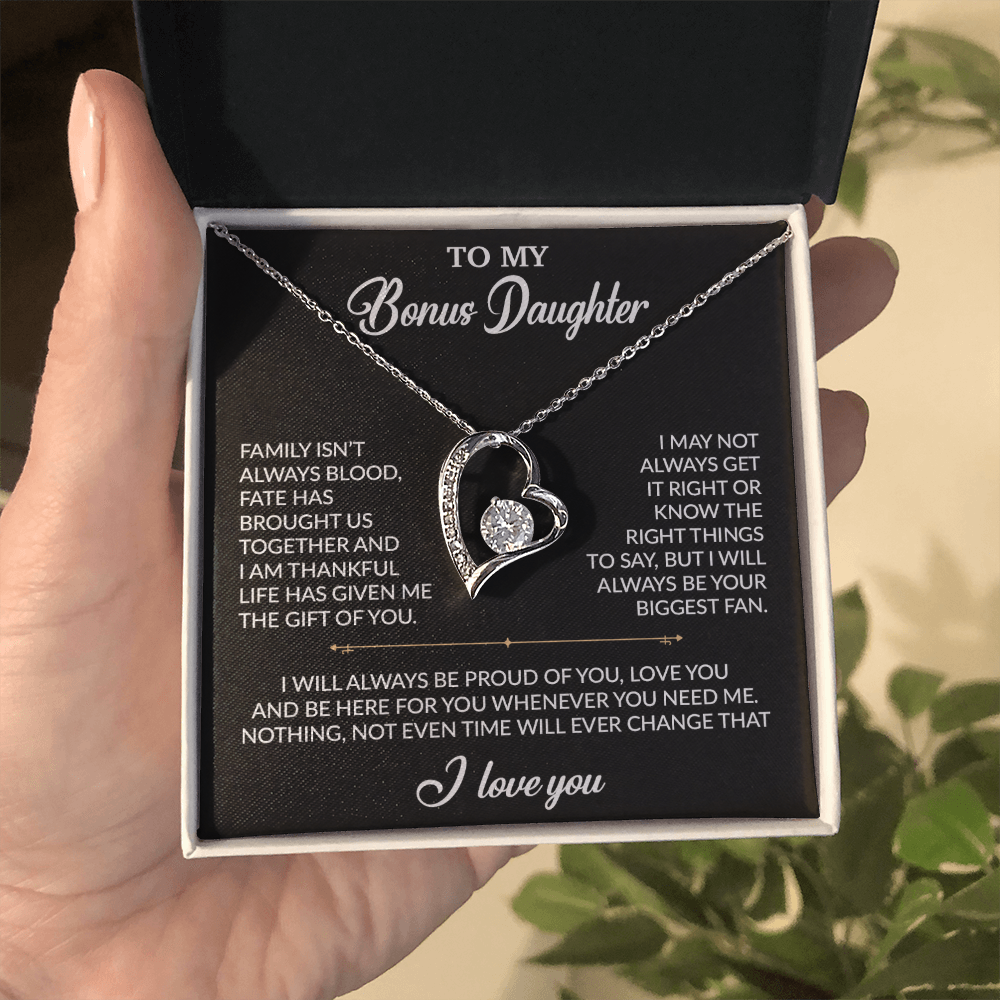 To My Bonus Daughter Necklace, Gift for Bonus Daughter, Step Daughter Birthday 20_2_Black