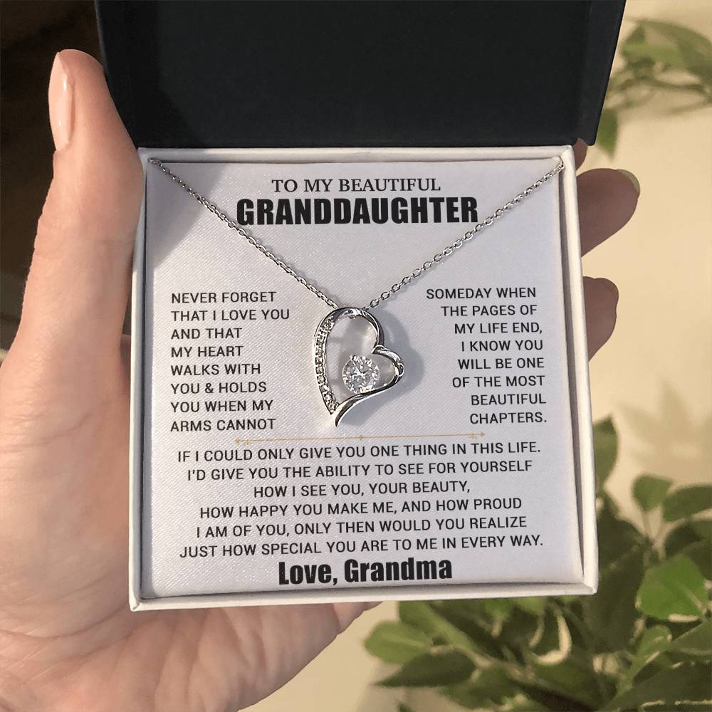 To My Granddaughter Necklace, Granddaughter Gift from Grandma, Christmas Gift 19_8_White