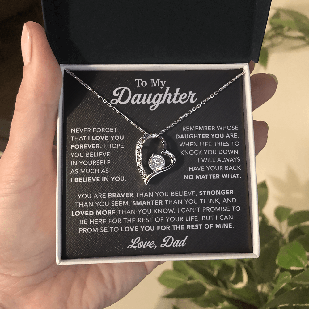 To My Daughter Necklace, Gift for Daughter from Dad, Father Daughter Necklace 25_2_Black