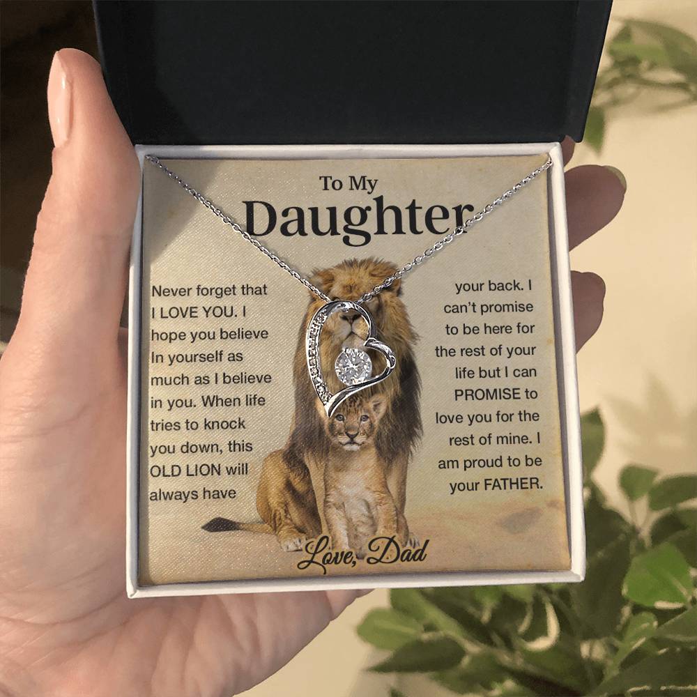 To My Daughter Necklace, Xmas Gift For Daughter From Dad, Daughter Father Lion