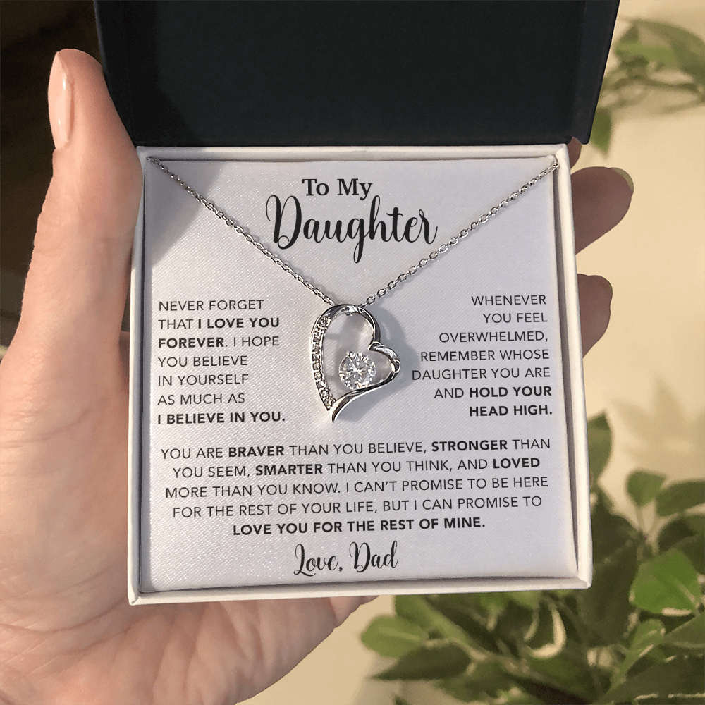 To My Daughter Necklace, Gift for Daughter from Dad, Father Daughter Necklace  9_4_White