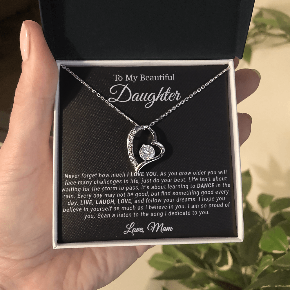 To My Daughter Necklace, Gift for Daughter from mom, Daughter mother Necklace 20_4_Black