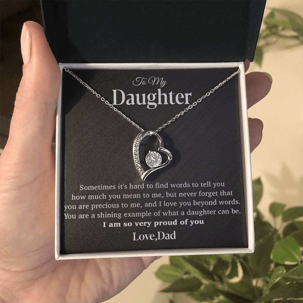 To My Daughter Necklace, Gift for Daughter from Dad, Father Daughter Necklace 12_4_Black