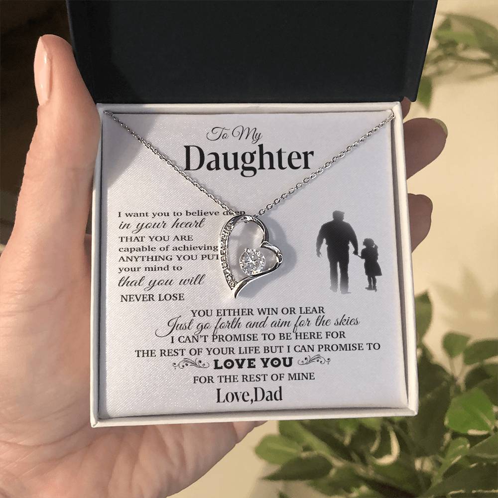 To My Daughter Necklace, Gift for Daughter from Dad, Father Daughter Necklace 30_11_White
