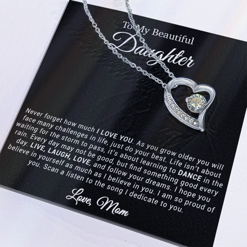 To My Daughter Necklace, Gift for Daughter from mom, Daughter mother Necklace 20_4_Black