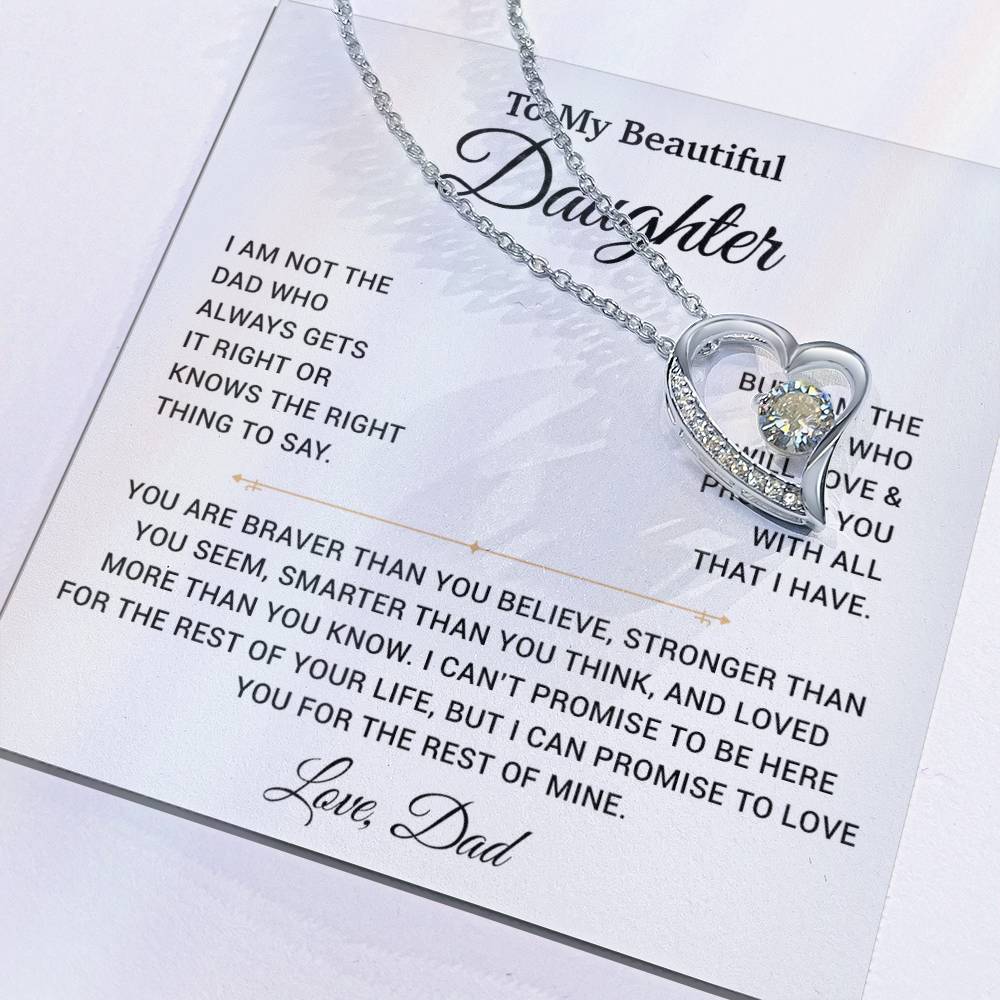 To My Daughter Necklace, Gift for Daughter from Dad, Father Daughter Necklace 19_11_White