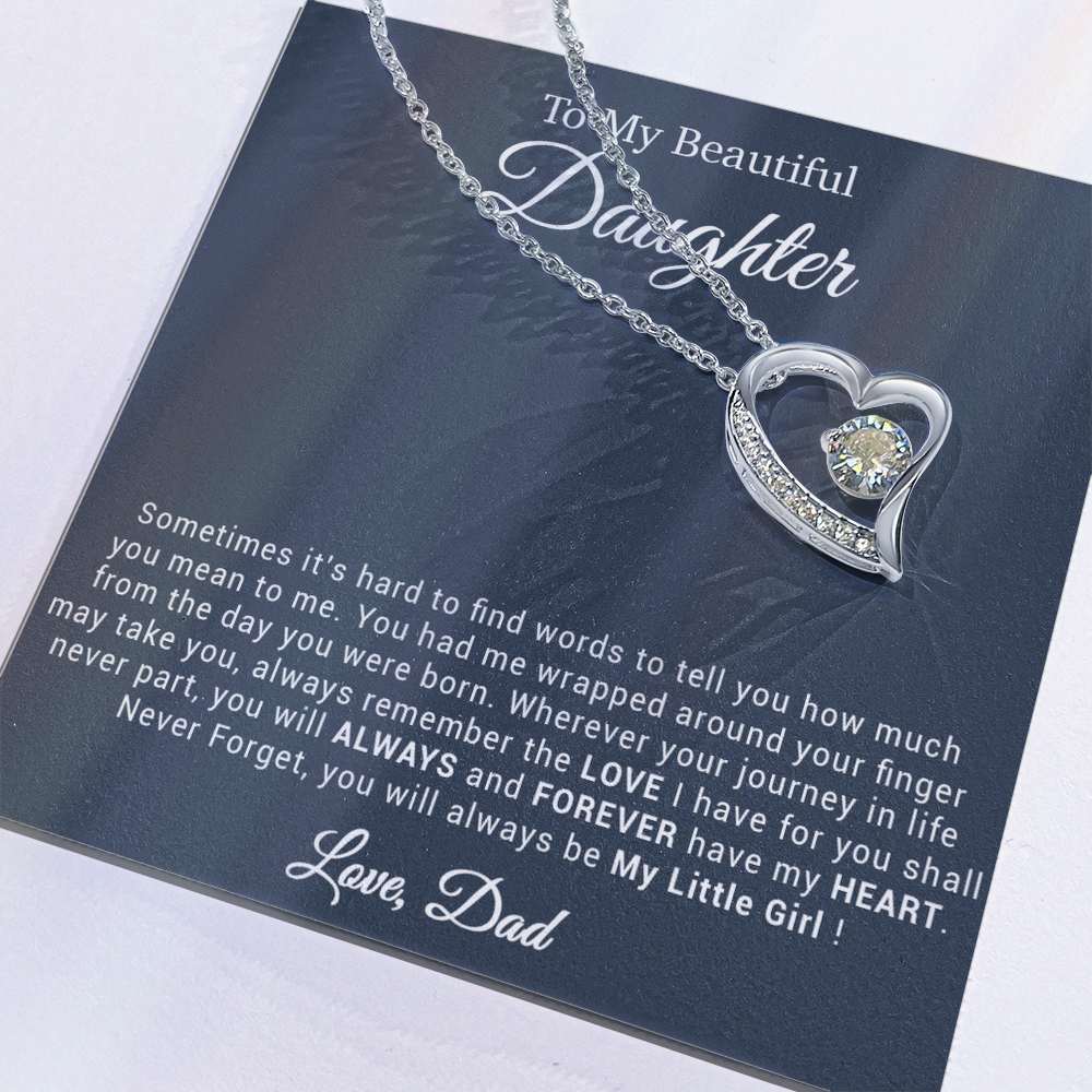 To My Daughter Necklace, Gift for Daughter from Dad, Father Daughter Necklace 20_4_Black