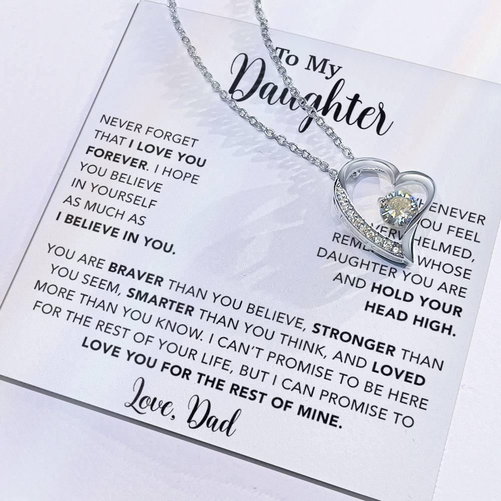 To My Daughter Necklace, Gift for Daughter from Dad, Father Daughter Necklace  9_4_White