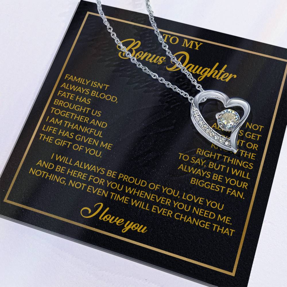 To My Bonus Daughter Necklace, Gift for Bonus Daughter, Step Daughter Birthday 18_4_Gold