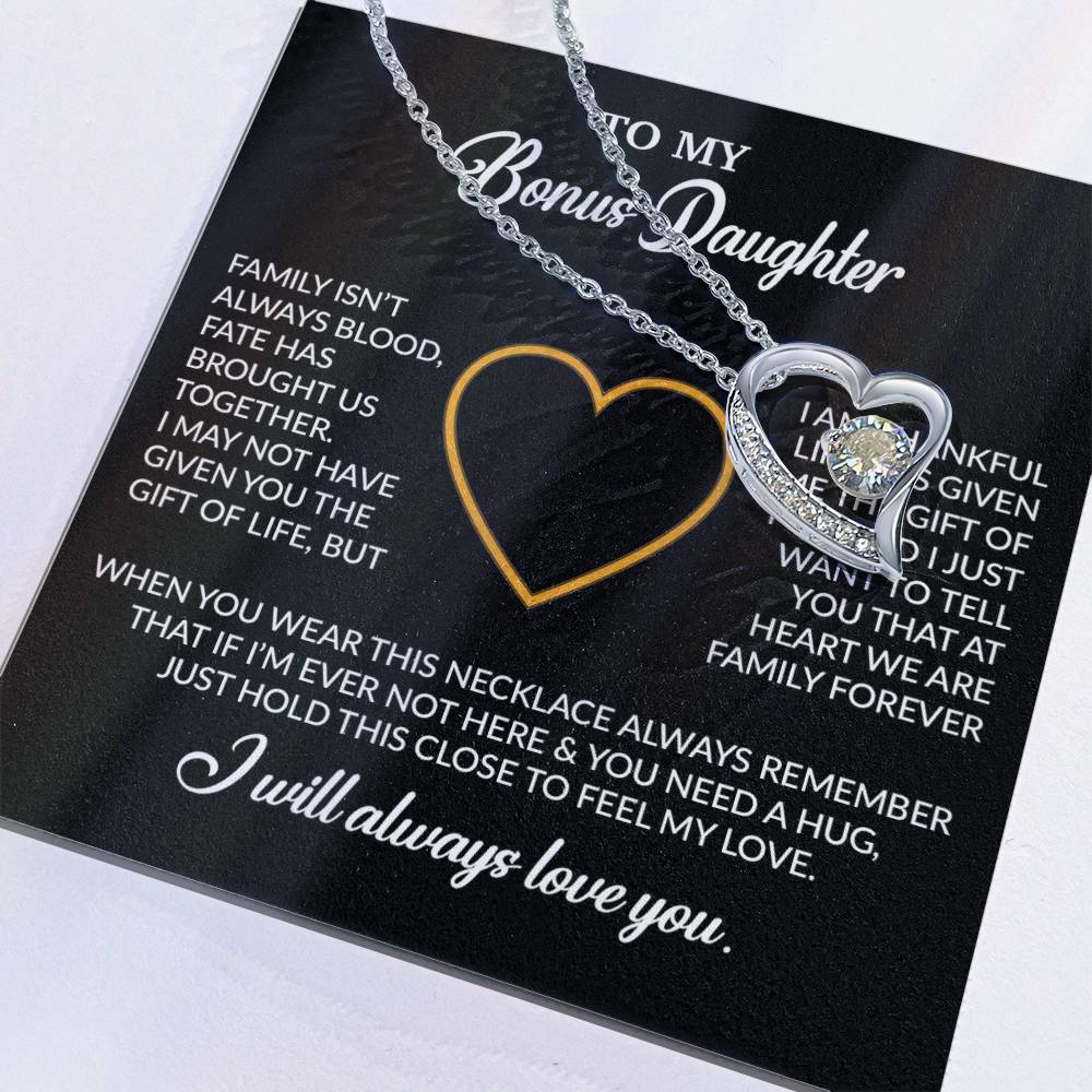 To My Bonus Daughter Necklace, Gift for Bonus Daughter, Step Daughter Birthday 24_12_Black