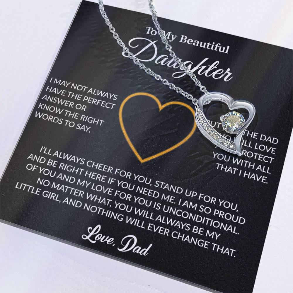 To My Daughter Necklace, Gift for Daughter from Dad, Father Daughter Necklace 7_6_Black