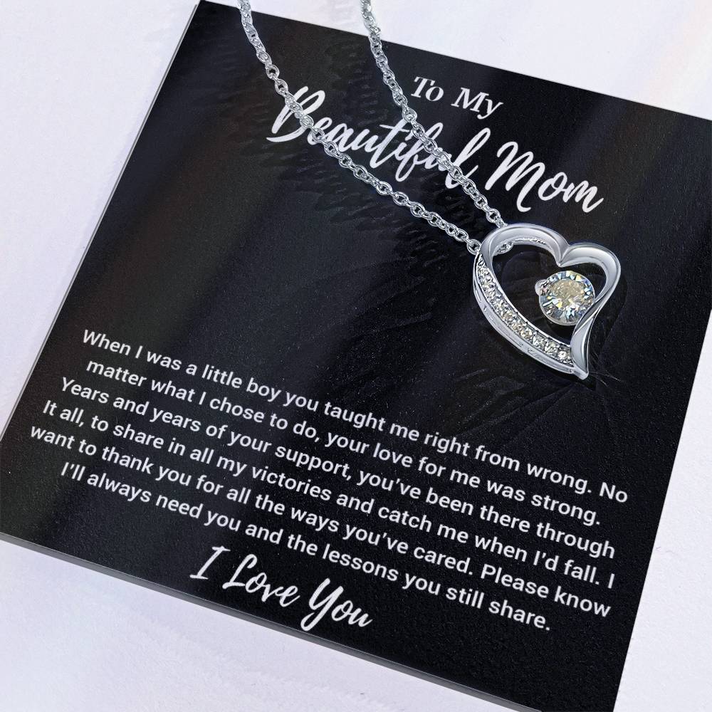 To My Beautiful Mom Necklace Mom Birthday Gift Mother's Day Gift Necklace For Mom From Son_Black