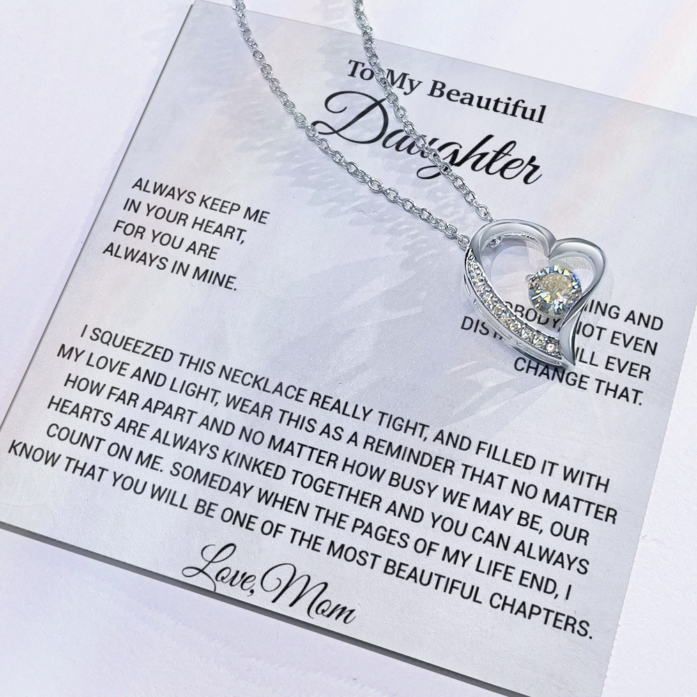 To My Daughter Necklace, Daughter Mother Necklace, Daughter Gift From Mom 9_6_White