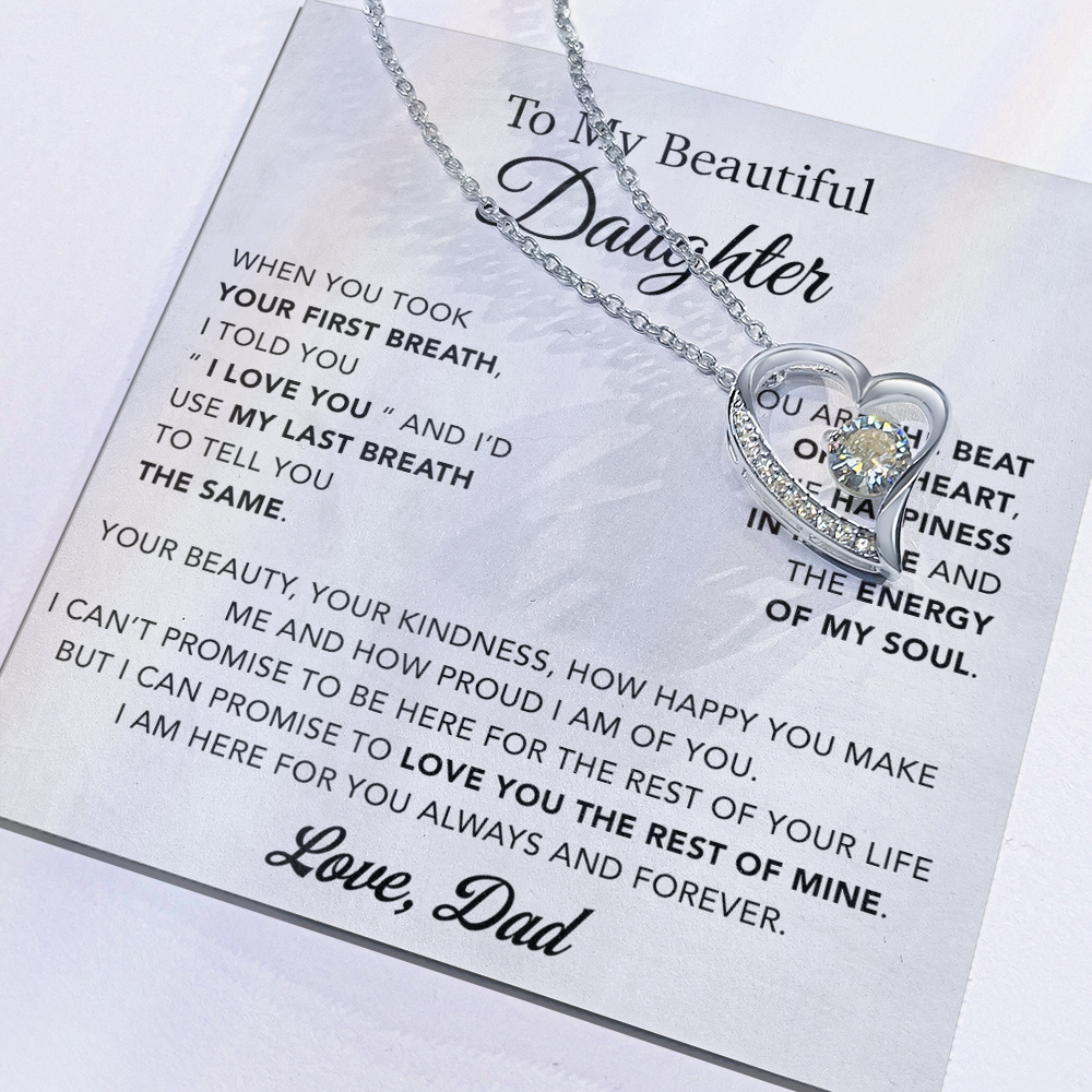 To My Daughter Necklace, Gift for Daughter from Dad, Father Daughter Necklace 10_4_White