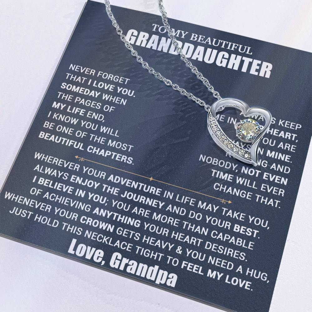 To My Granddaughter Necklace, Granddaughter Gift from Grandpa, Christmas Gift 10_10_Blue