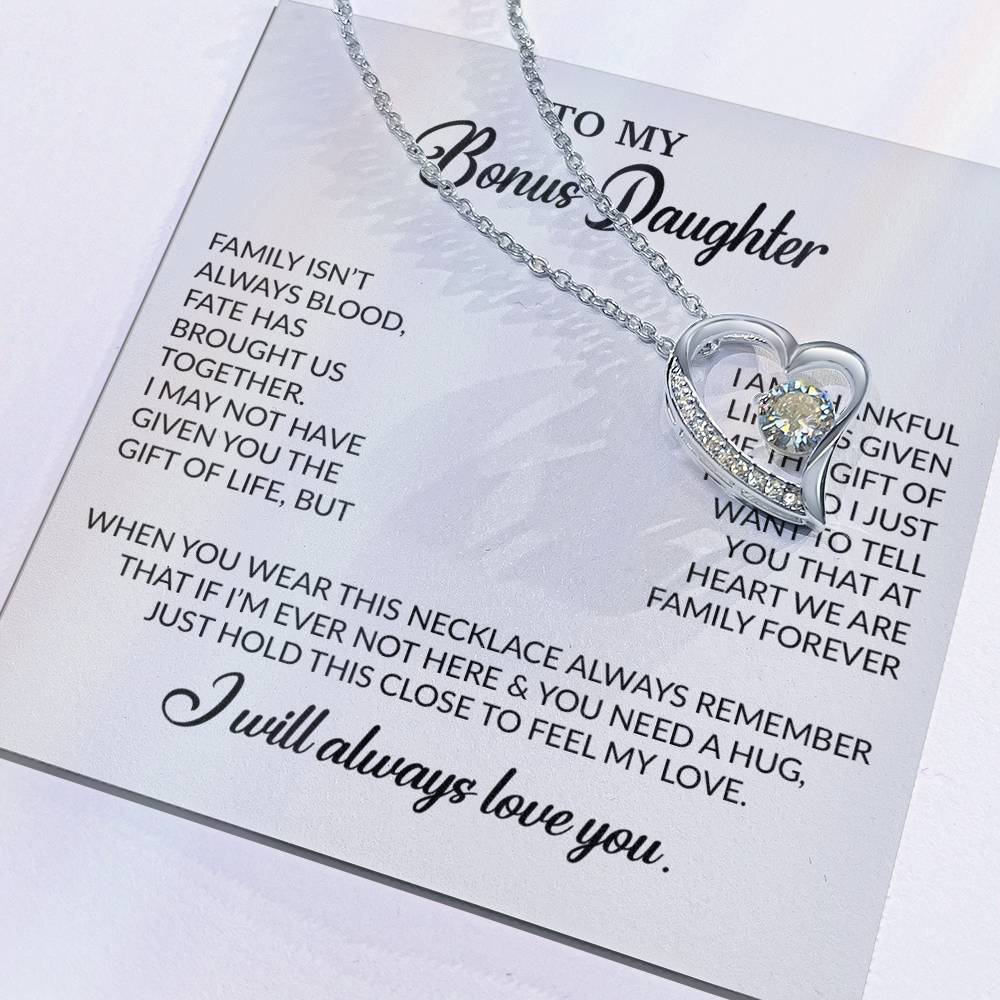 To My Bonus Daughter Necklace, Gift for Bonus Daughter, Step Daughter Birthday 2_10_White