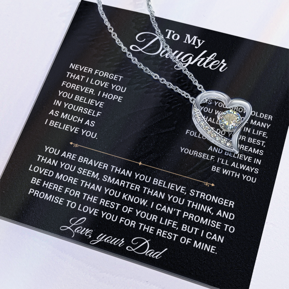 To My Daughter Necklace, Gift for Daughter from Dad, Father Daughter Necklace 15_2_Black