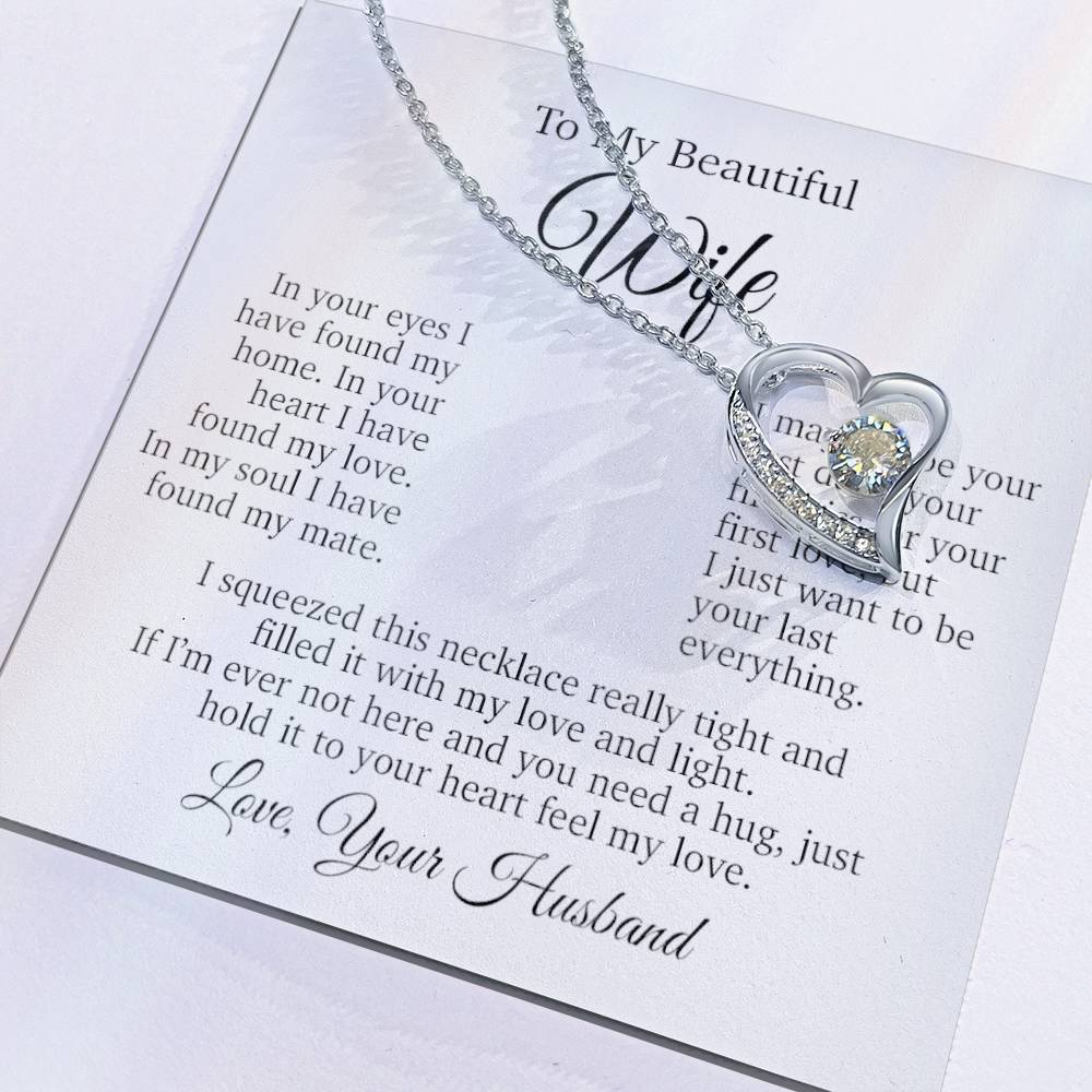 To My Wife Necklace, Gift From Husband, Anniversary Gifts Wife_White