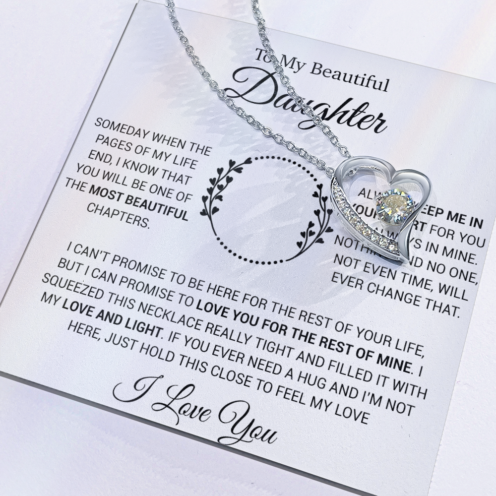 To My Daughter Necklace, Gift for Daughter from Dad, Daughter Father Necklace 16_12_White