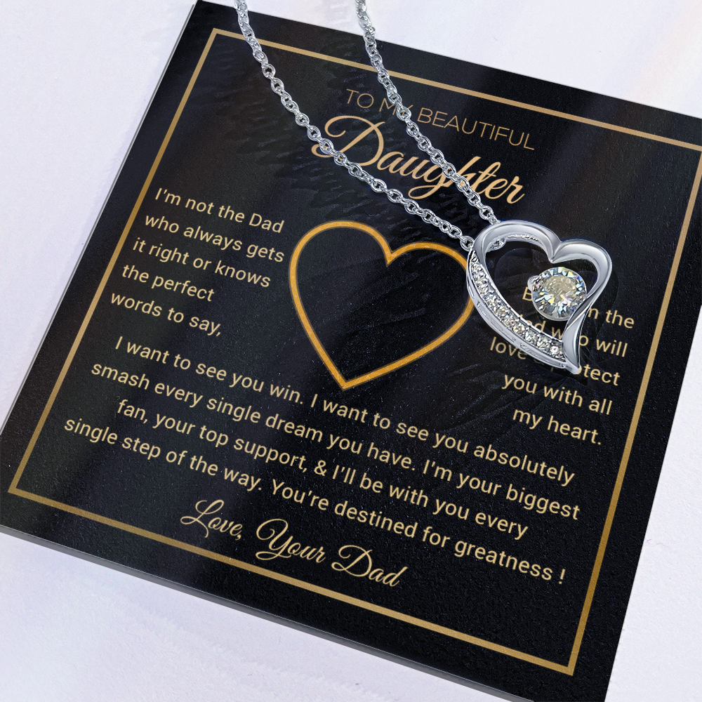 To My Daughter Necklace, Gift for Daughter from Dad, Father Daughter Necklace 9_6_Gold