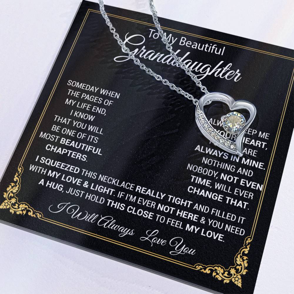 To My Granddaughter Necklace, Gift For Your Granddaughter, Christmas,Anniversary, Graduation_Black