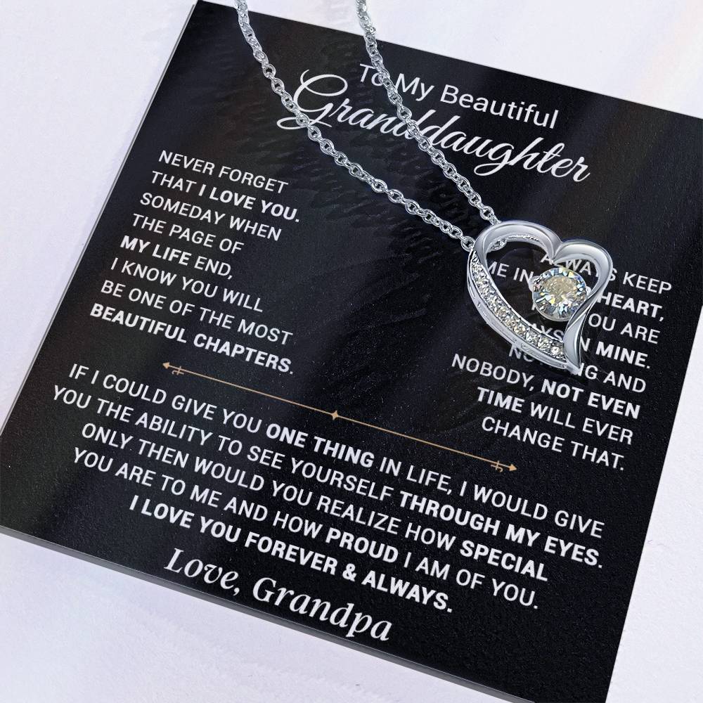 To My Granddaughter Necklace, Xmas Birthday Gift For Granddaughter From Grandpa 13_9_Black