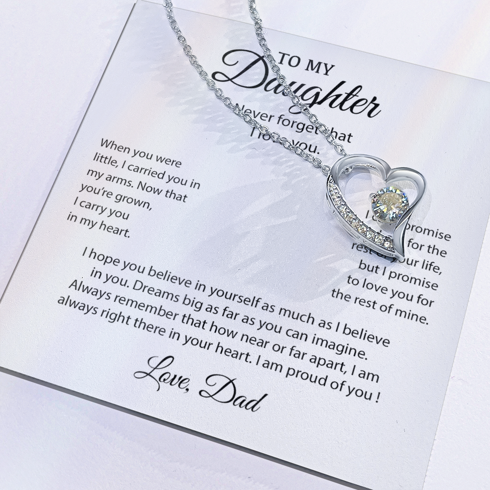 To My Daughter Necklace, Gift for Daughter from Dad, Father Daughter Necklace 10_6_White