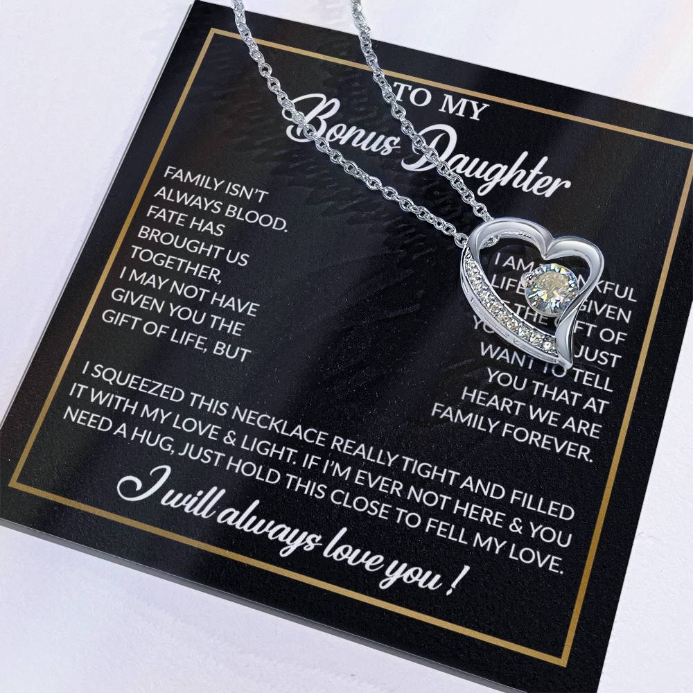 To My Bonus Daughter Necklace, Gift for Bonus Daughter, Step Daughter Birthday 3_12_Black