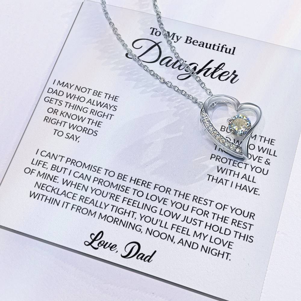 To My Daughter Necklace, Gift for Daughter from Dad, Father Daughter Necklace 16_6_White