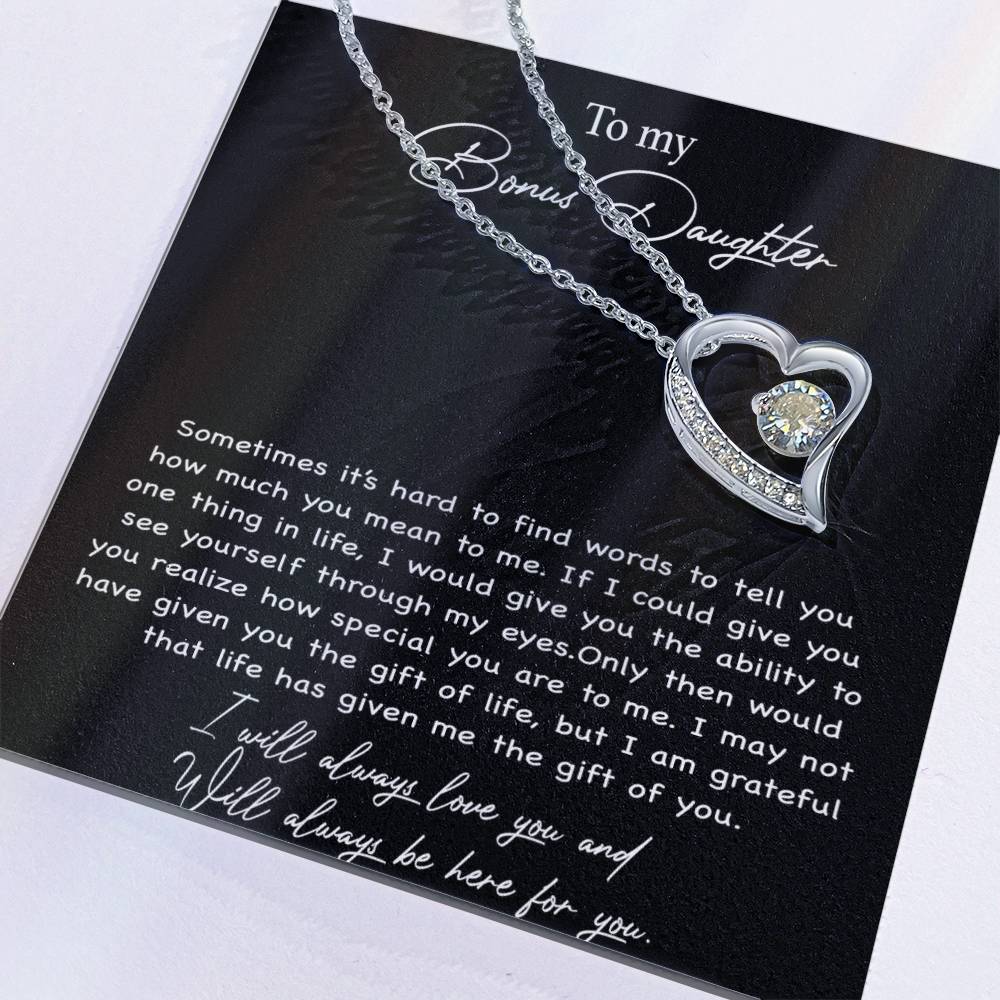 To my Bonus Daughter Necklace, Bonus Daughter, Step Daughter Gift 4-4_Black