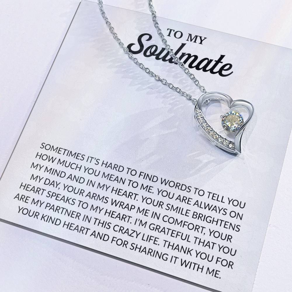 To My Soulmate Necklace, Anniversary Gift for Her, Gifts for Wife, Gifts for Girlfriend_White