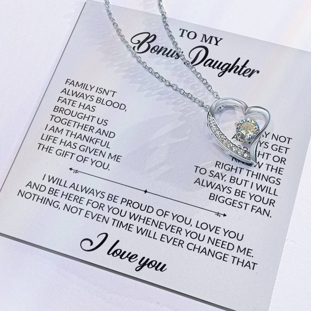 To My Bonus Daughter Necklace, Gift for Bonus Daughter, Step Daughter Birthday 20_2_White