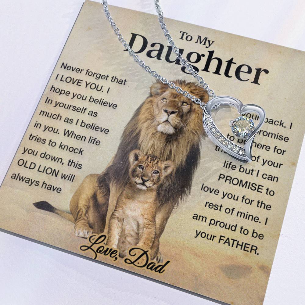 To My Daughter Necklace, Xmas Gift For Daughter From Dad, Daughter Father Lion