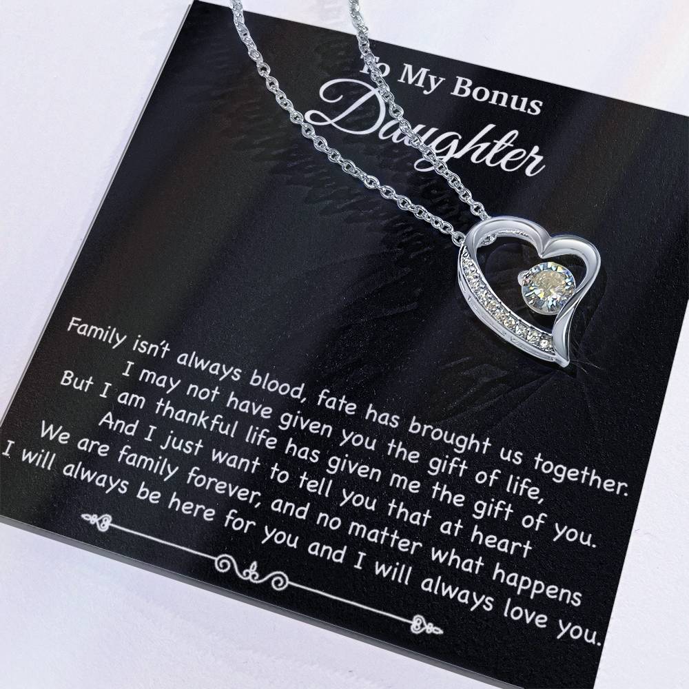 To My Bonus Daughter Necklace, Gift for Bonus Daughter, Step Daughter Birthday 2_11_Black