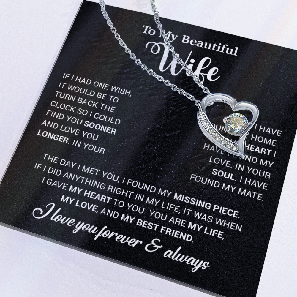 To My Wife Necklace, Wife Gift From Husband, Wife Husband Necklace, Christmas Gift 28_10_Black