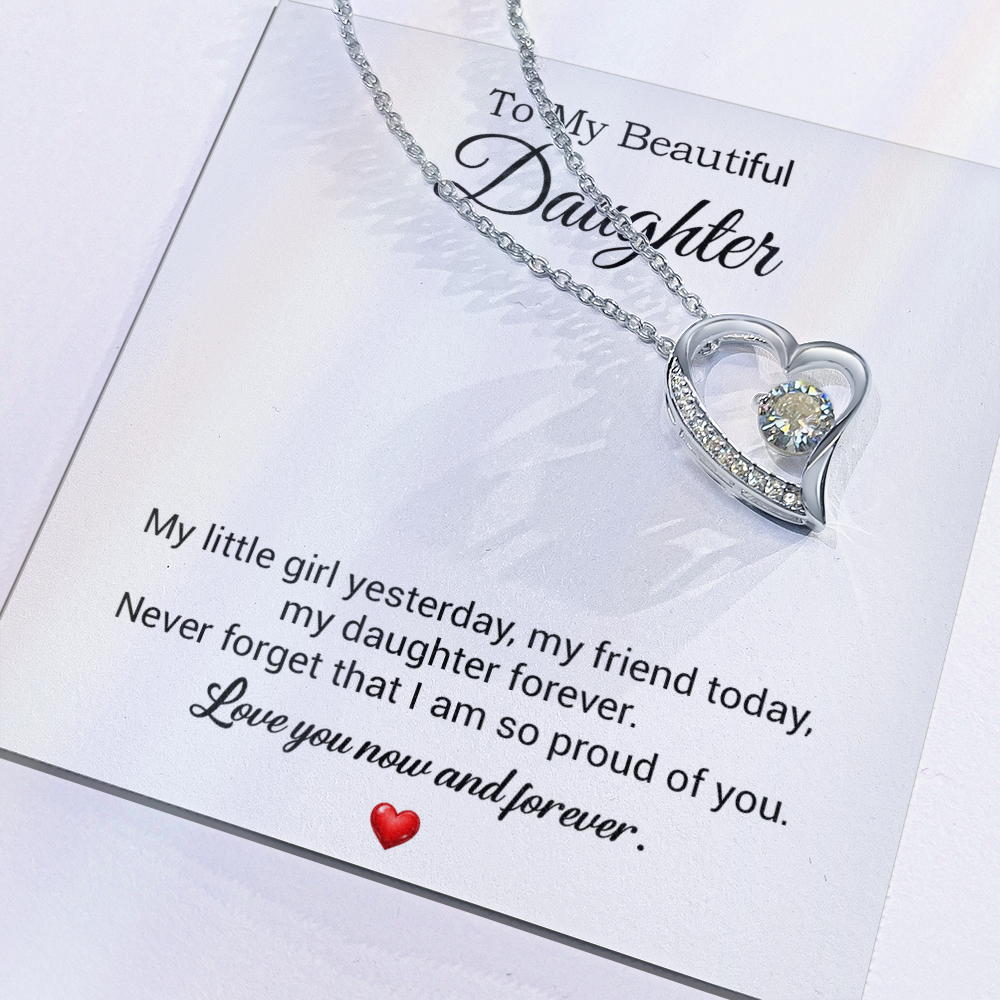 To My Daughter Necklace, Gift For Daughter From Dad, Daughter Father Necklace 10_7_White